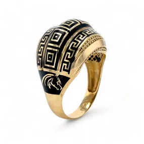 10K yellow gold dome Greek design man ring-221767