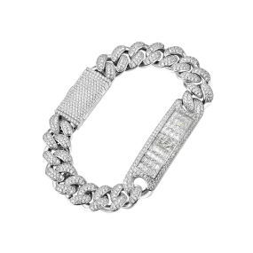 12mm Moissanite Iced Name/Icon Custom Cuban Bracelet