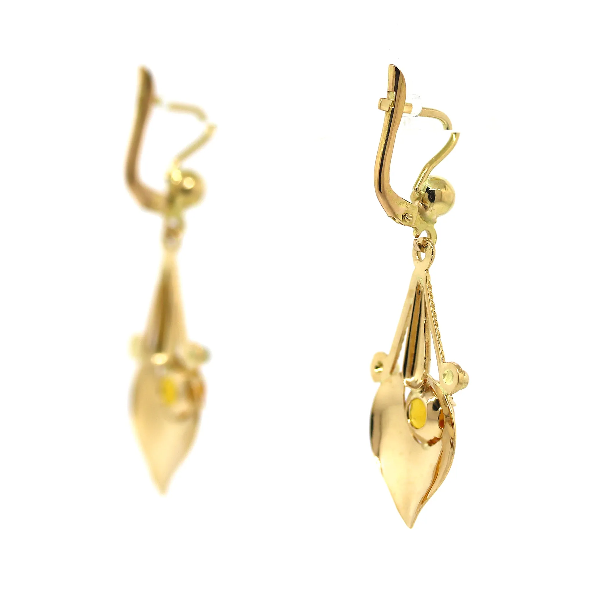 14k Gold and Citrine Hanging Earrings