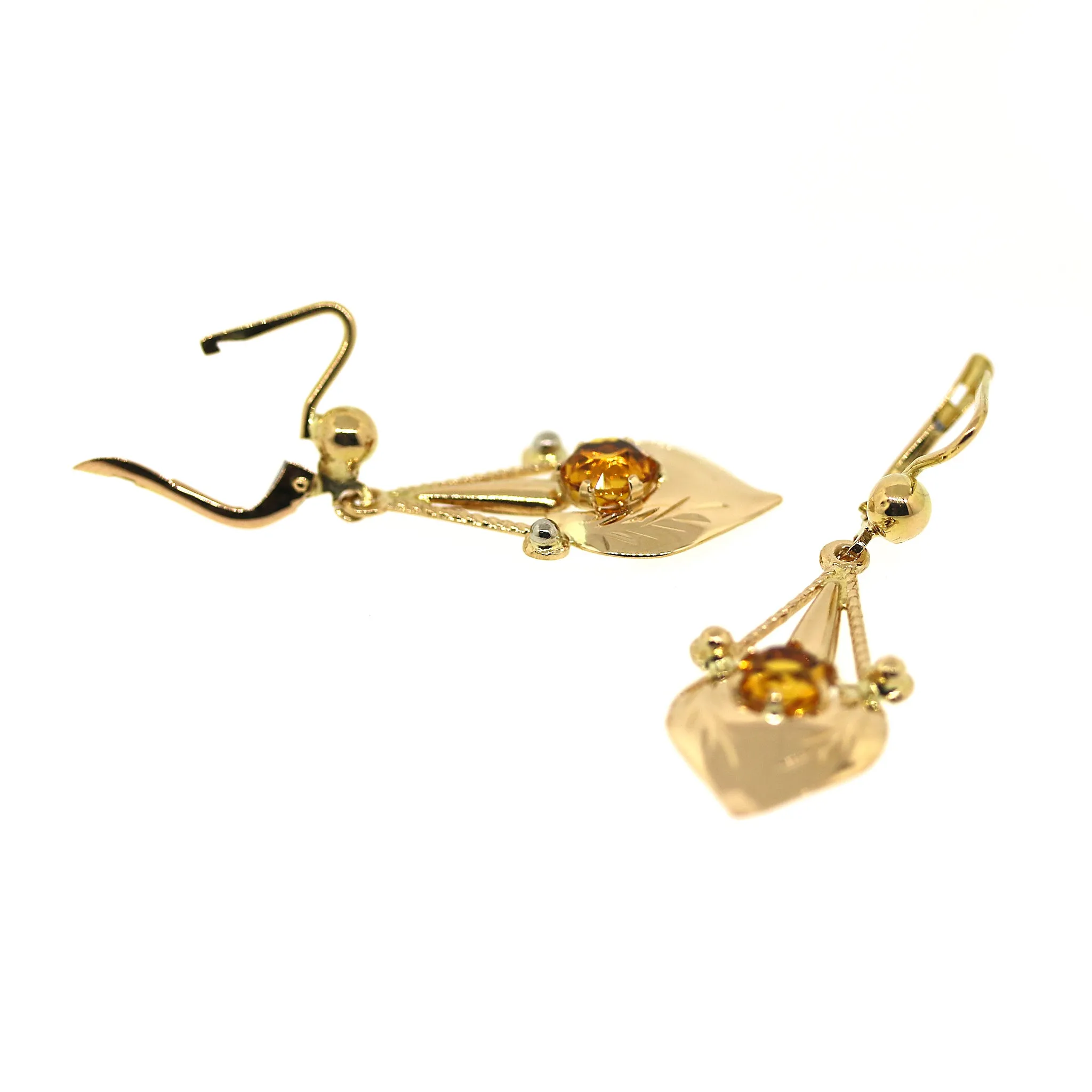 14k Gold and Citrine Hanging Earrings