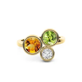 14k Rose Gold 0.25ct ttw Citrine, Peridot, & Diamond Bubble Ring