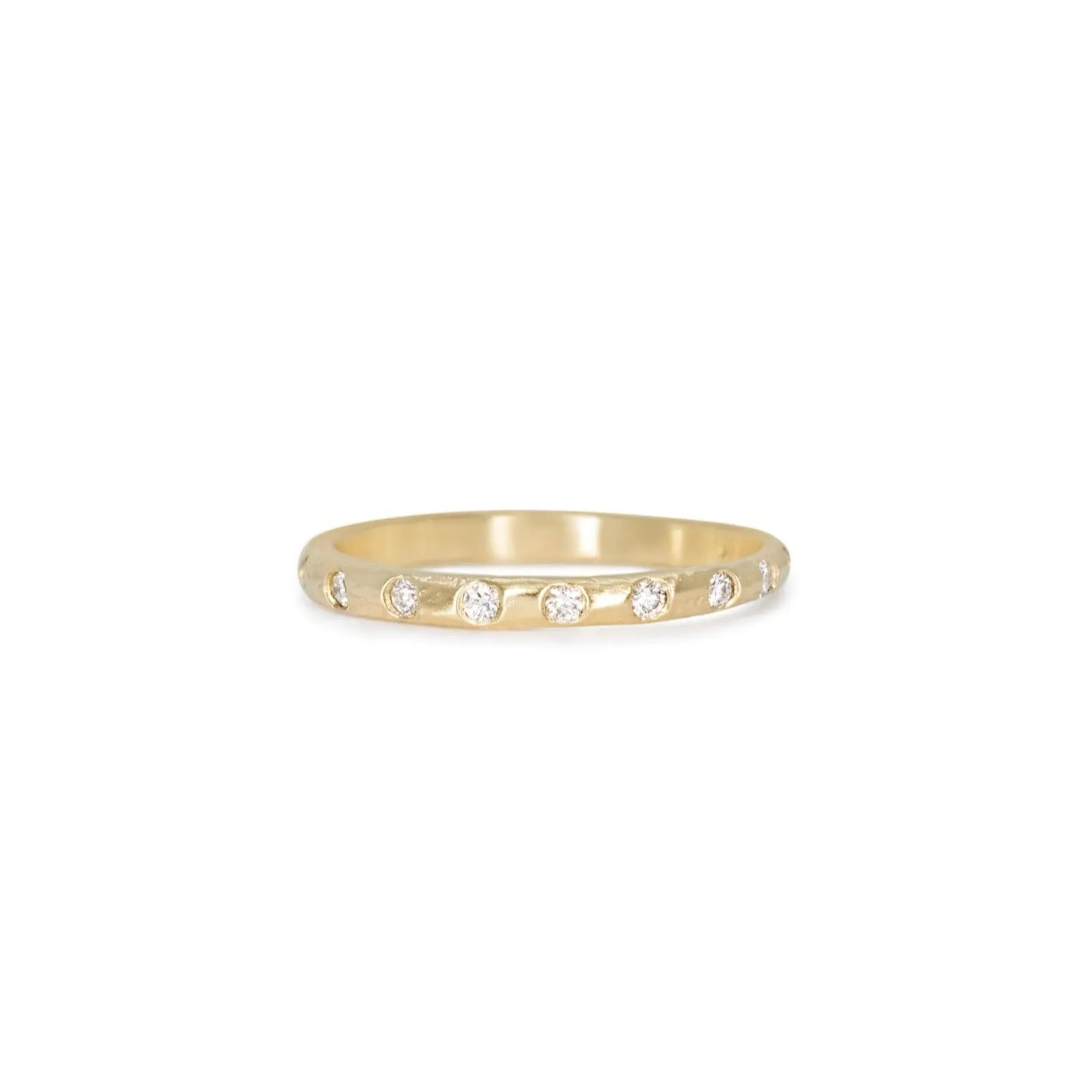 18K Carved Diamond Wedding Band 2mm