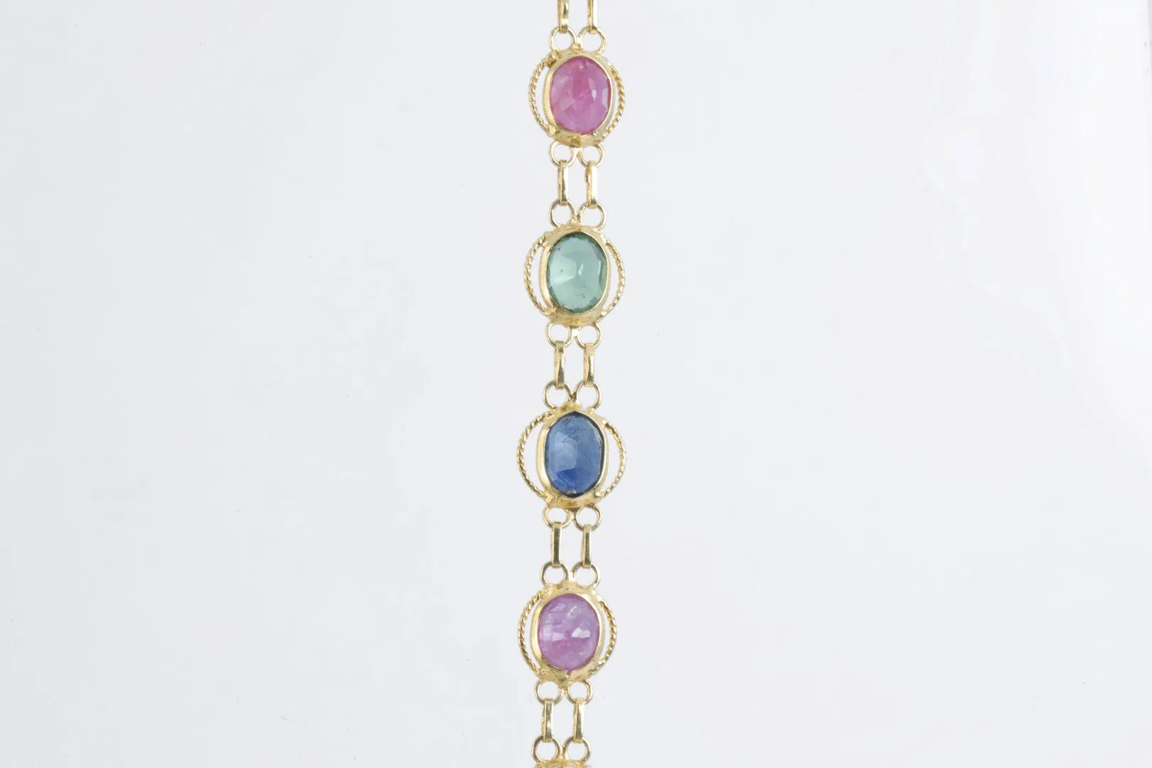 27" 18k Yellow Gold 15.00tcw Ruby & Sapphire Necklace (8.72g.)