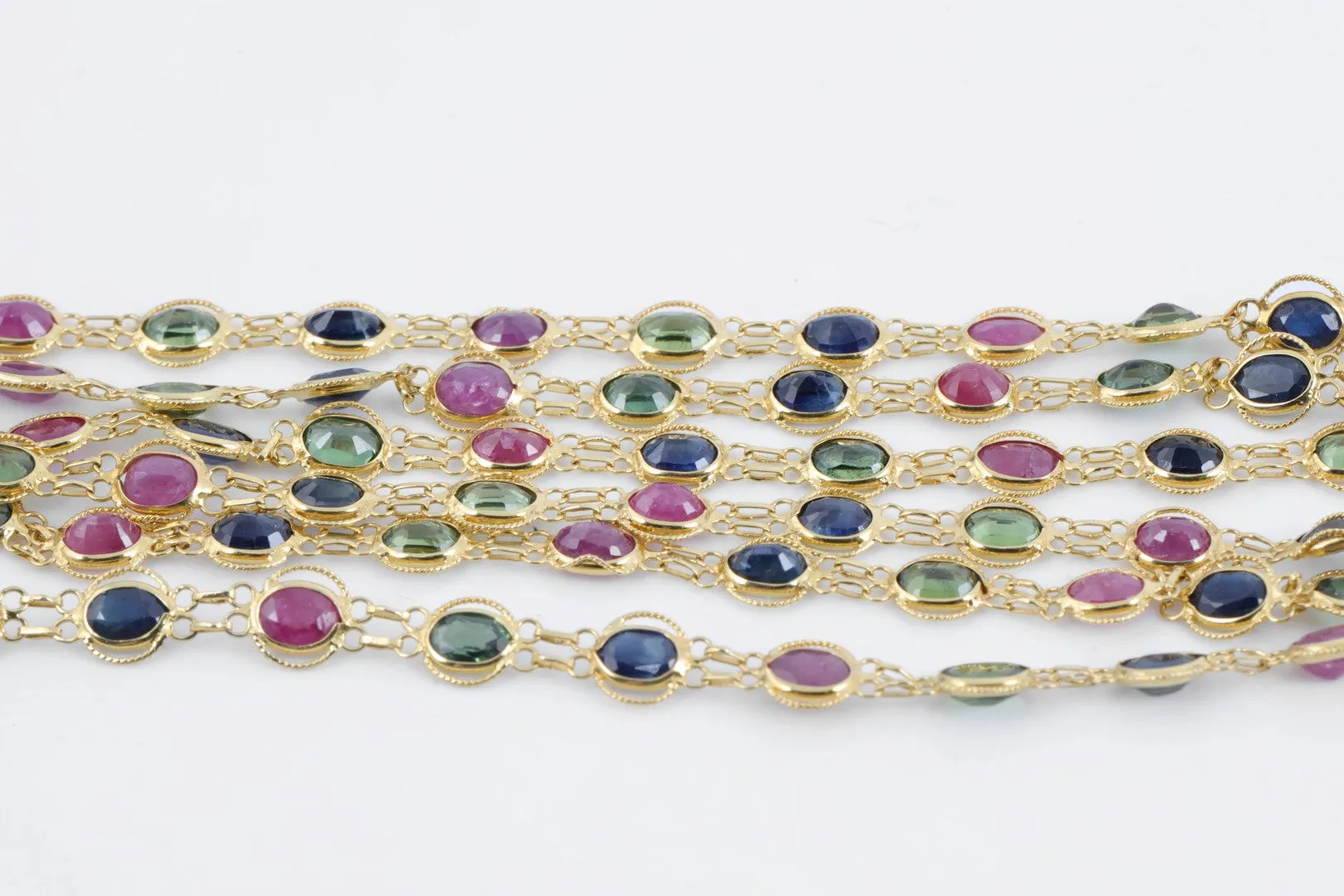 27" 18k Yellow Gold 15.00tcw Ruby & Sapphire Necklace (8.72g.)