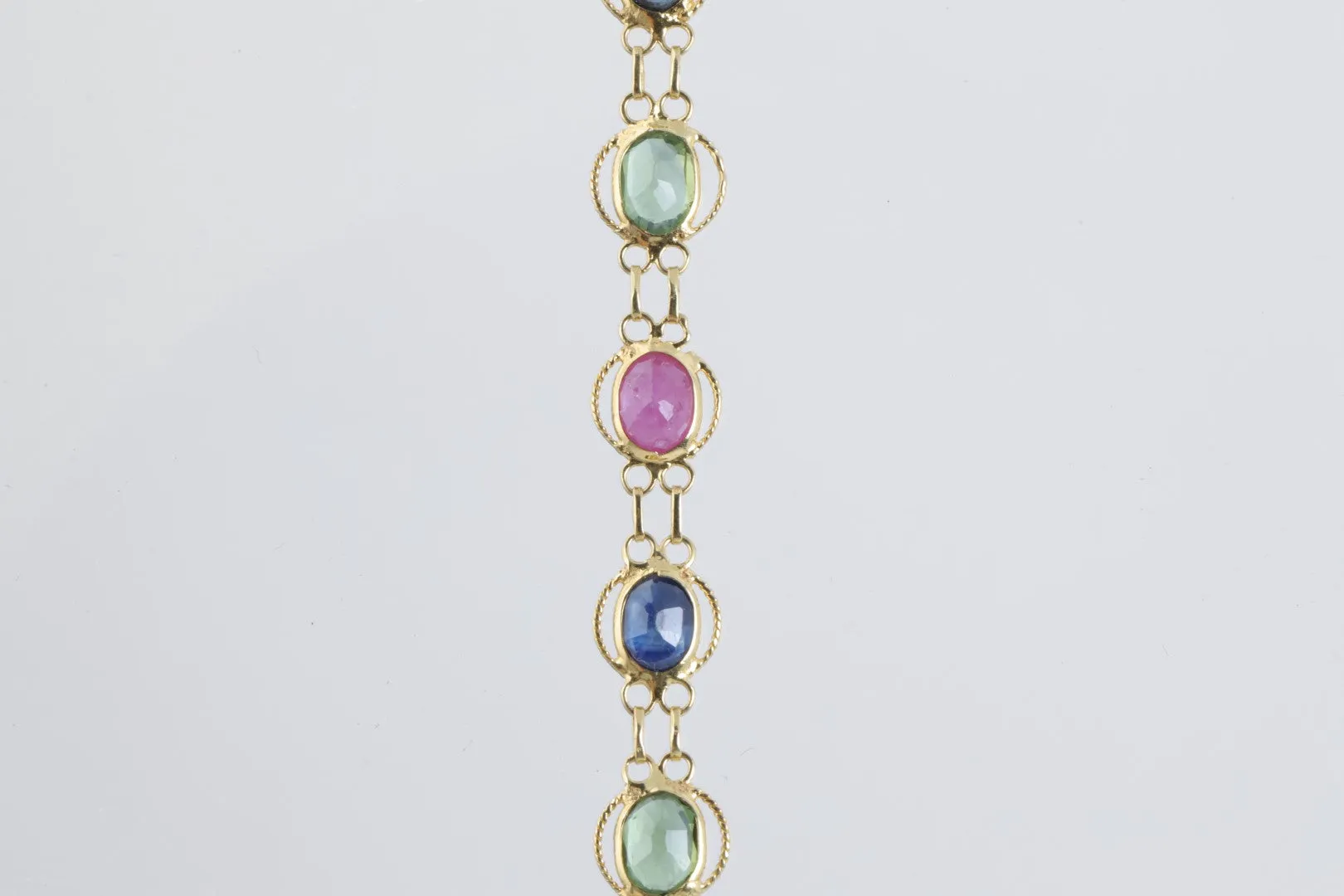 27" 18k Yellow Gold 15.00tcw Ruby & Sapphire Necklace (8.72g.)