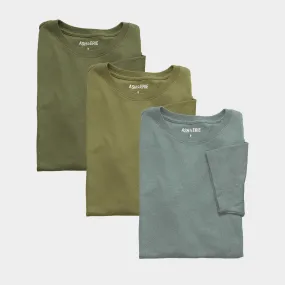 3-Pack Green Staple Crew Neck Tees