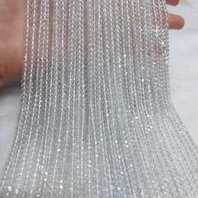 3x4mm Best Quality In Strand Natural Faceted Clear Quartz Rondelle Beads for DIY Jewelry Projects