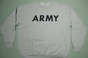 Army Spellout Made in USA Heathered Gray Crewneck Military Sweatshirt