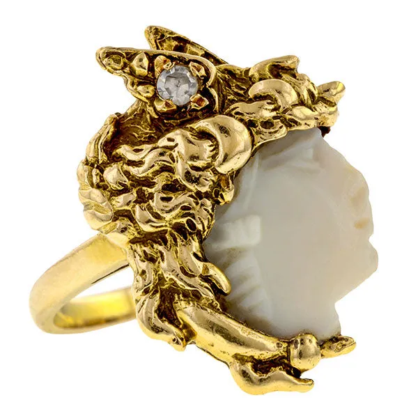 Art Nouveau Mercury / Hermes Cameo & Diamond Ring