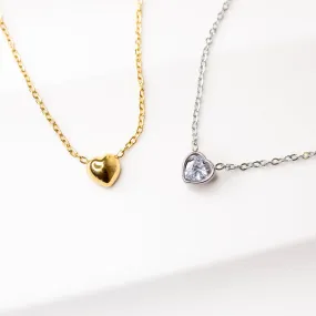 Aya Reversible Solitaire Heart Necklace