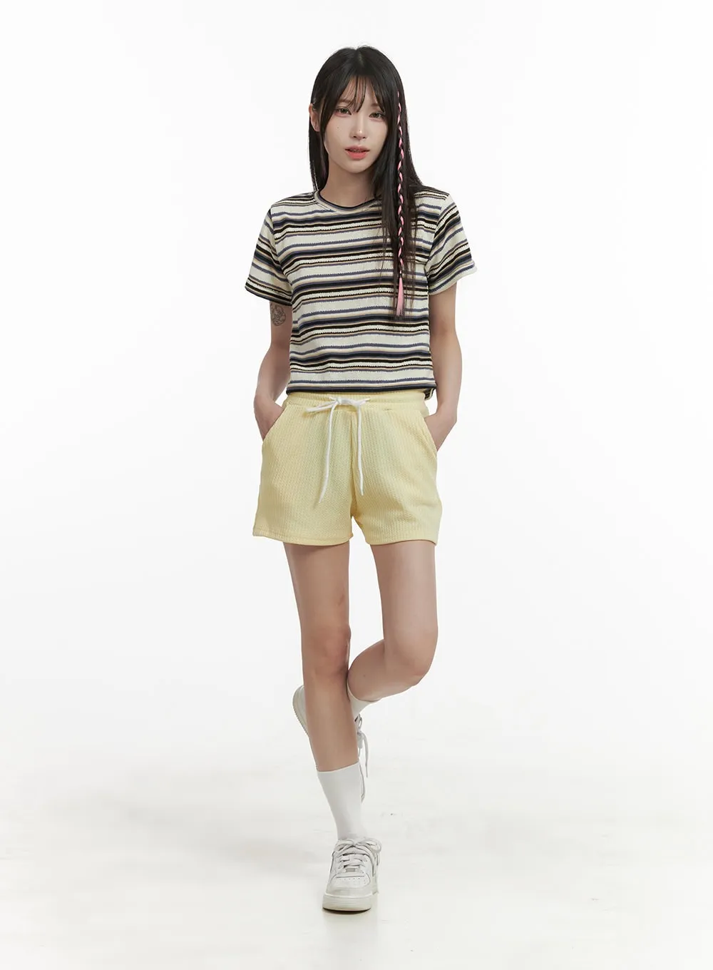 Banding Cotton Mini Shorts OA426