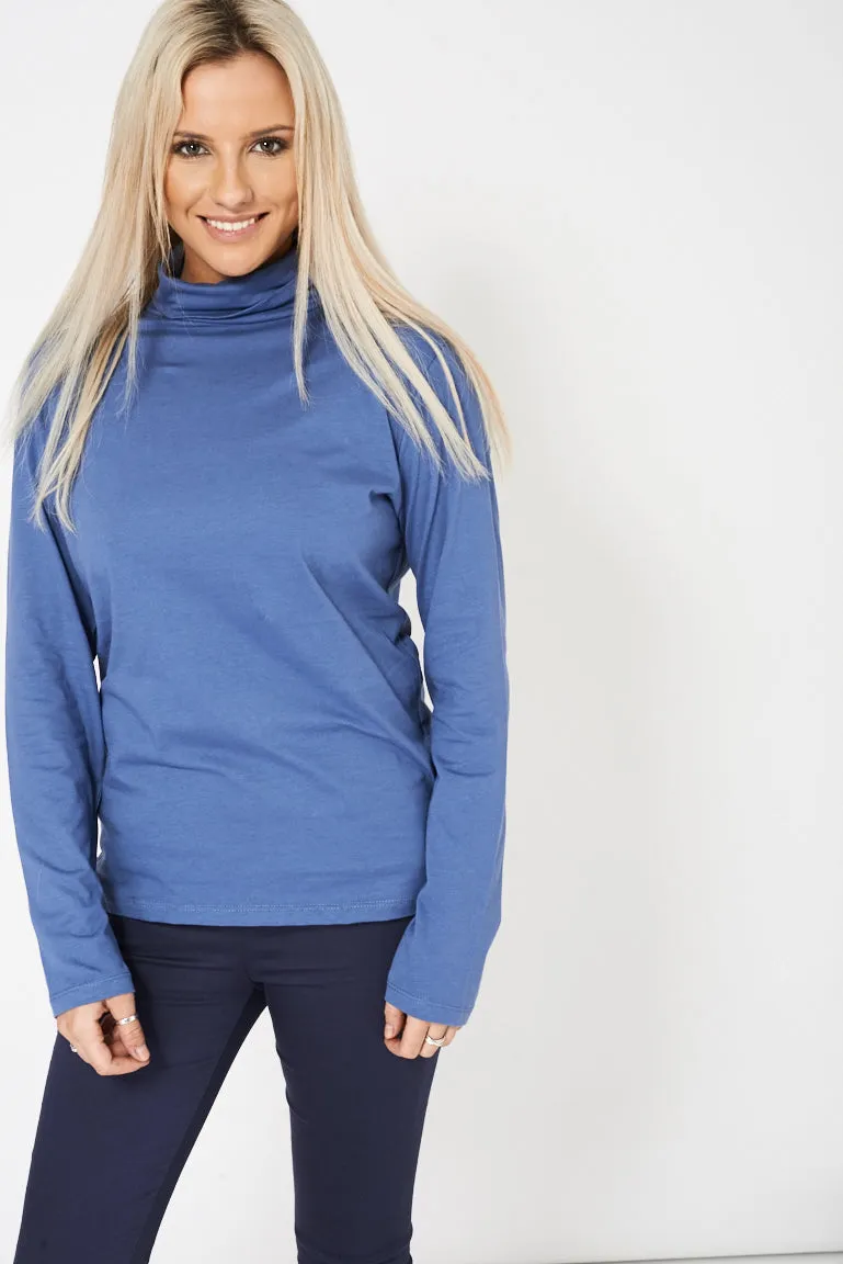 Blue Roll Neck Top Ex-Branded