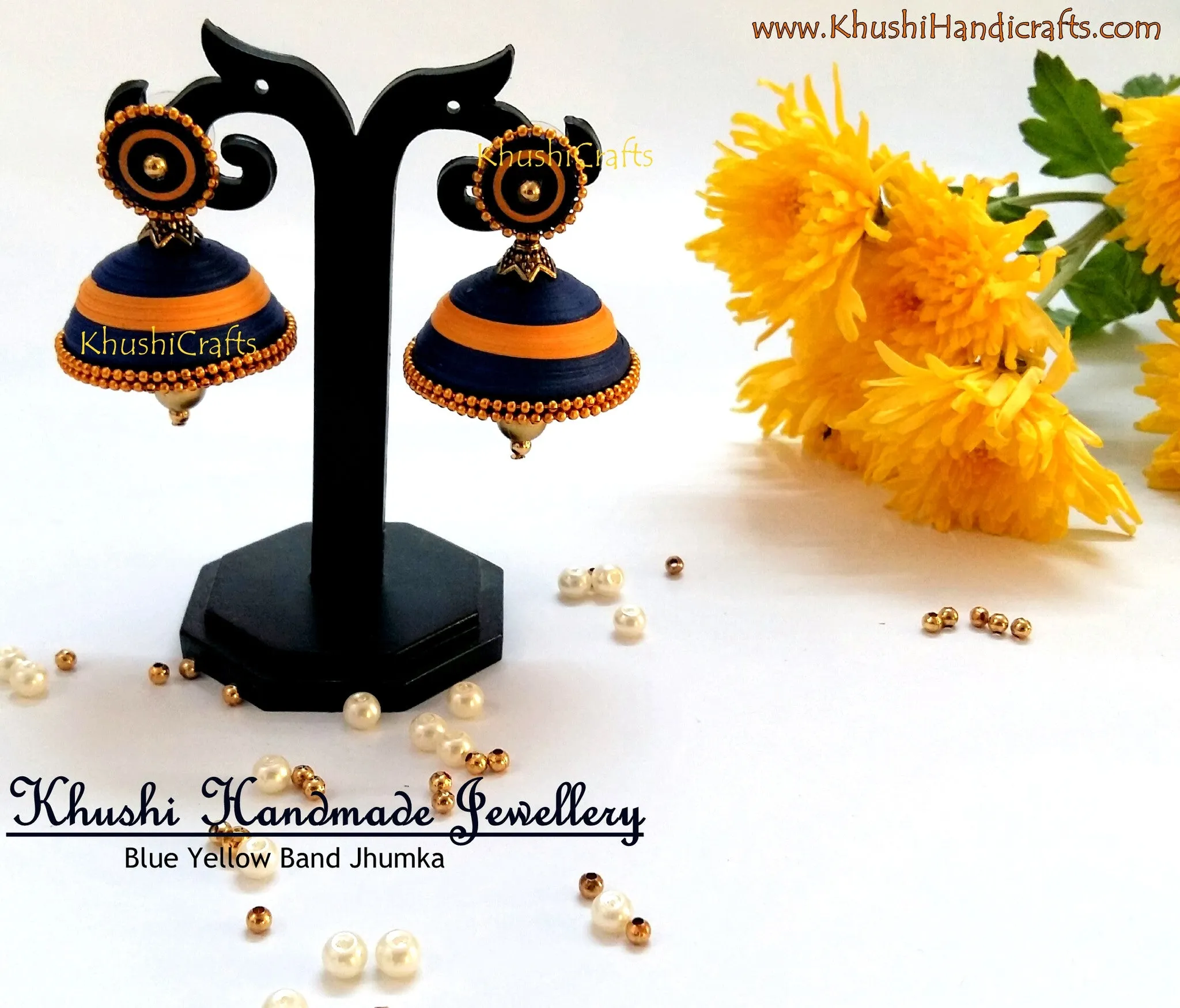 Blue Yellow Band Jhumka