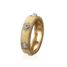 Buccellati - Macri Classica Eternelle 5.0 mm Band Ring with Diamonds, 18k Yellow and White Gold