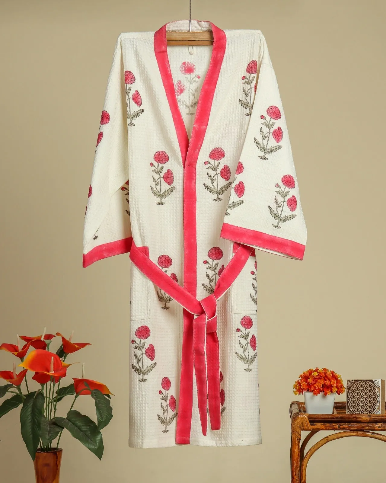 Buta Print Waffle Cotton Bathrobe (BROB16)