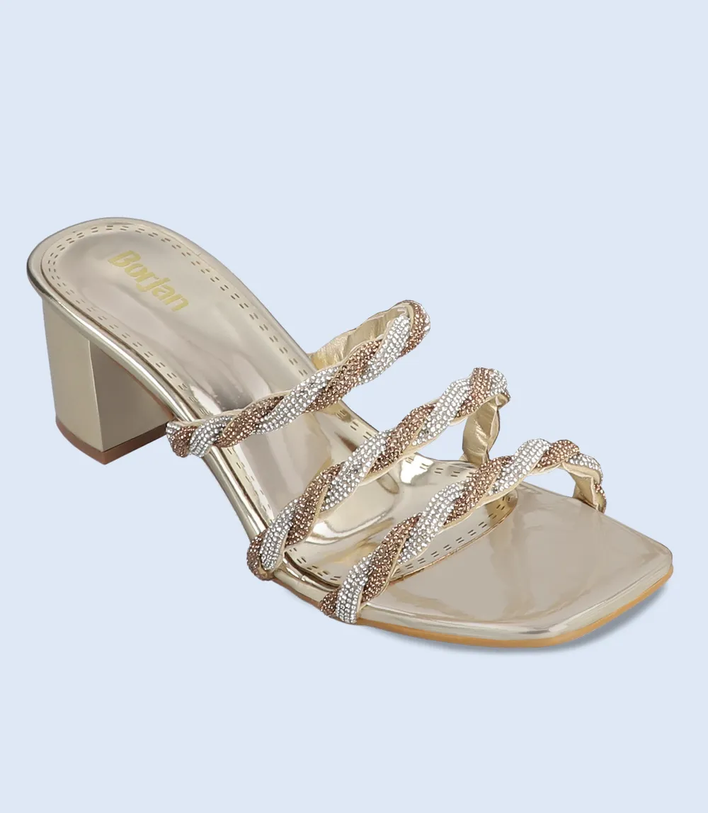 BW8689-GOLDEN-Women Formal Slipper Heels