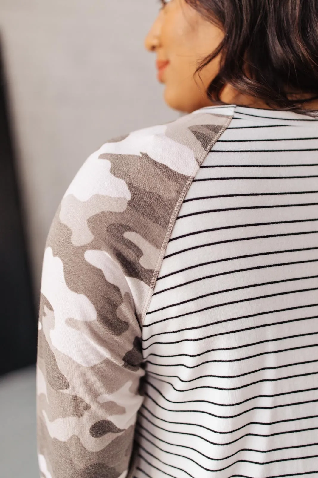 Camo & Stripes Raglan Top