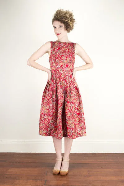 Cherise Red Floral Dress