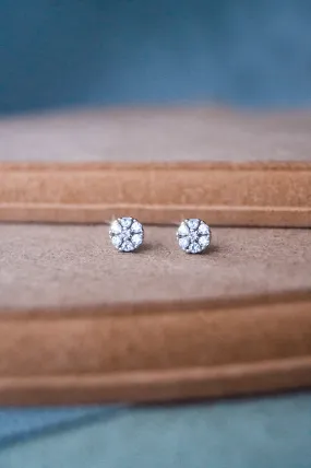 Classic Cluster Mini Sterling Silver Stud Earrings