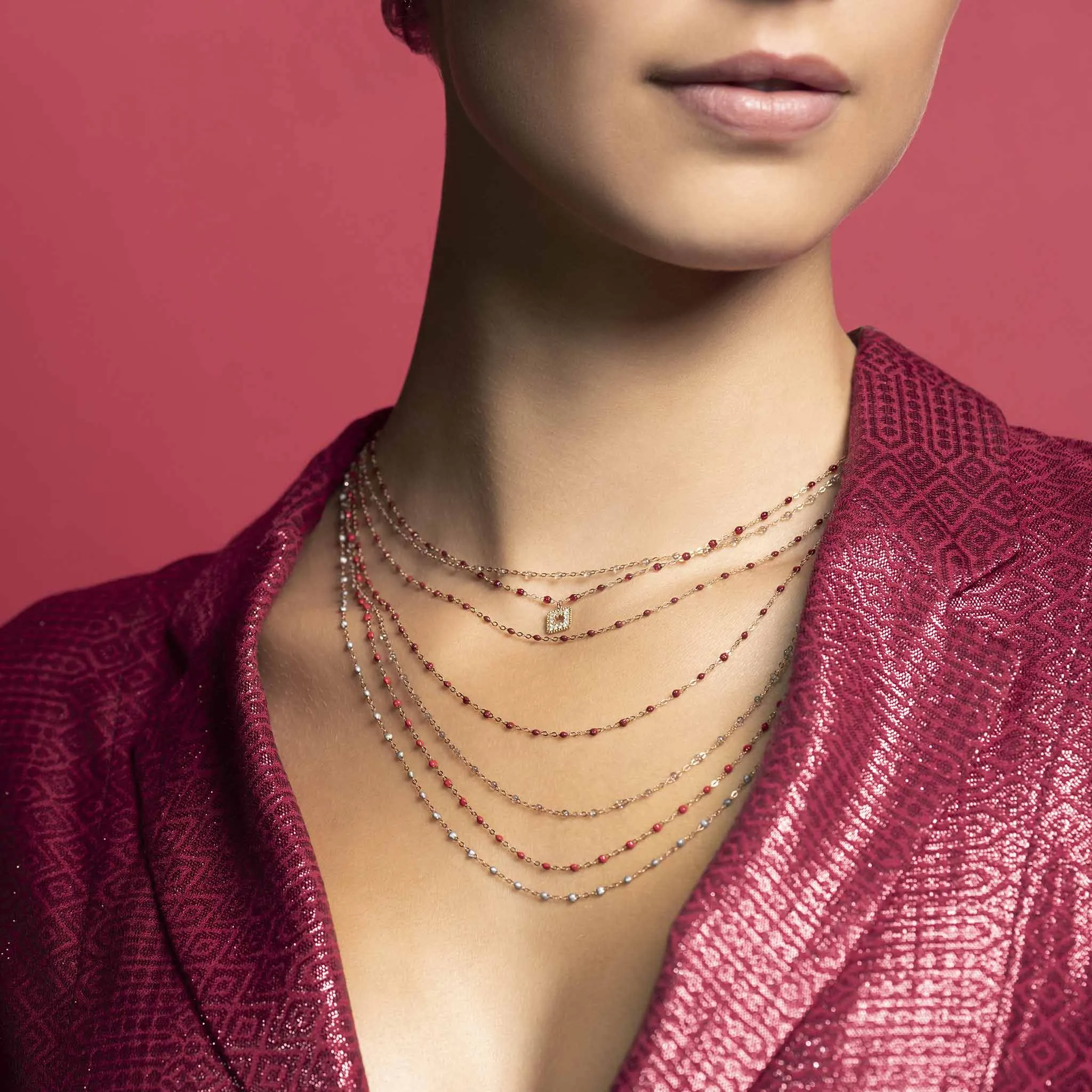 Classic Gigi Bordeaux necklace, Rose Gold, 19.7"