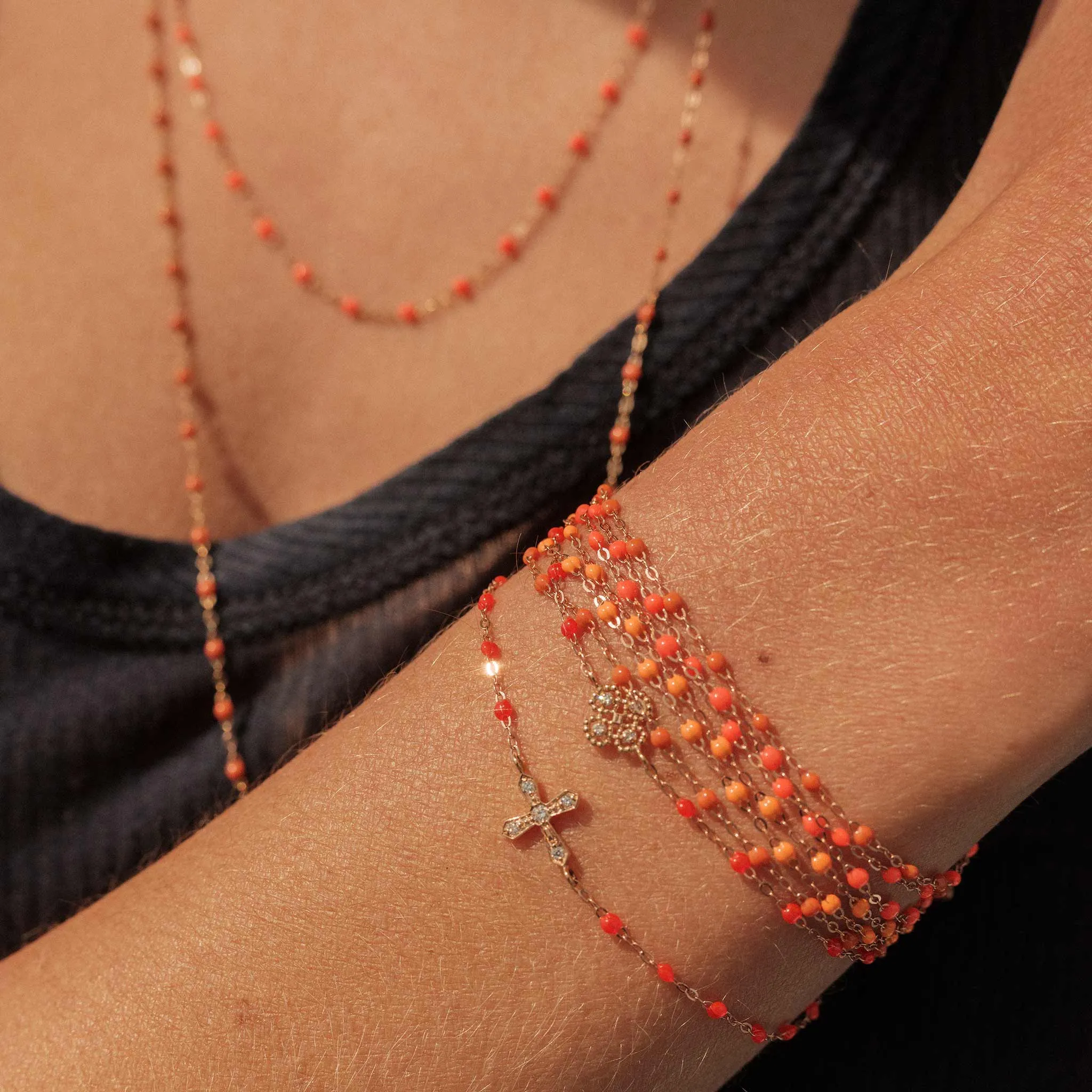 Classic Gigi Orange bracelet, Rose Gold, 6.7"