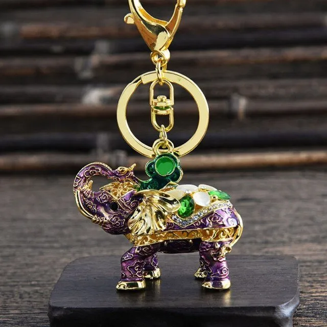 Creative 3D Enamel Elephant Keychain