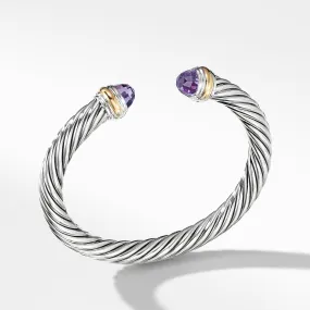 David Yurman 7MM Cable Bracelet with Amethyst and 14K Gold