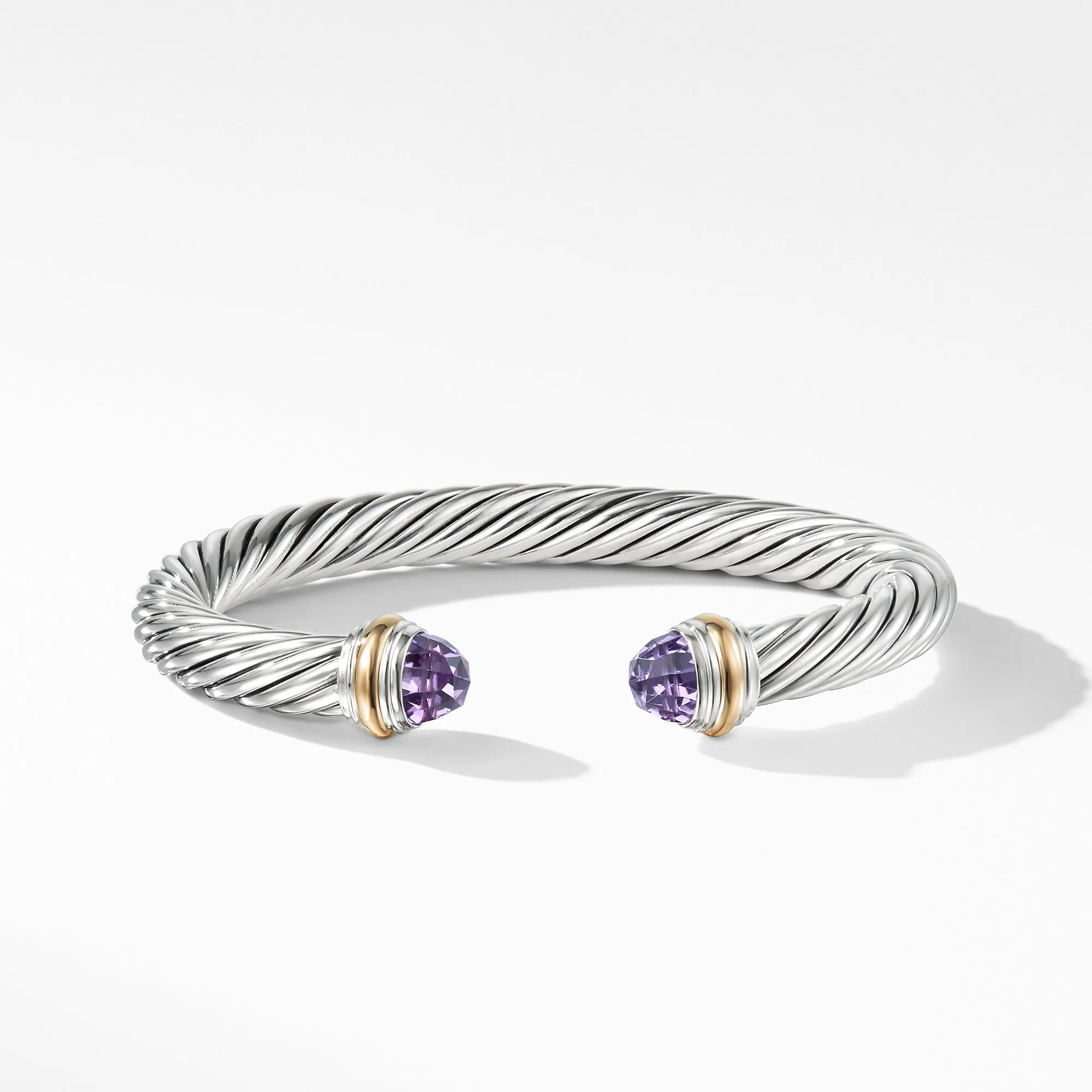 David Yurman 7MM Cable Bracelet with Amethyst and 14K Gold