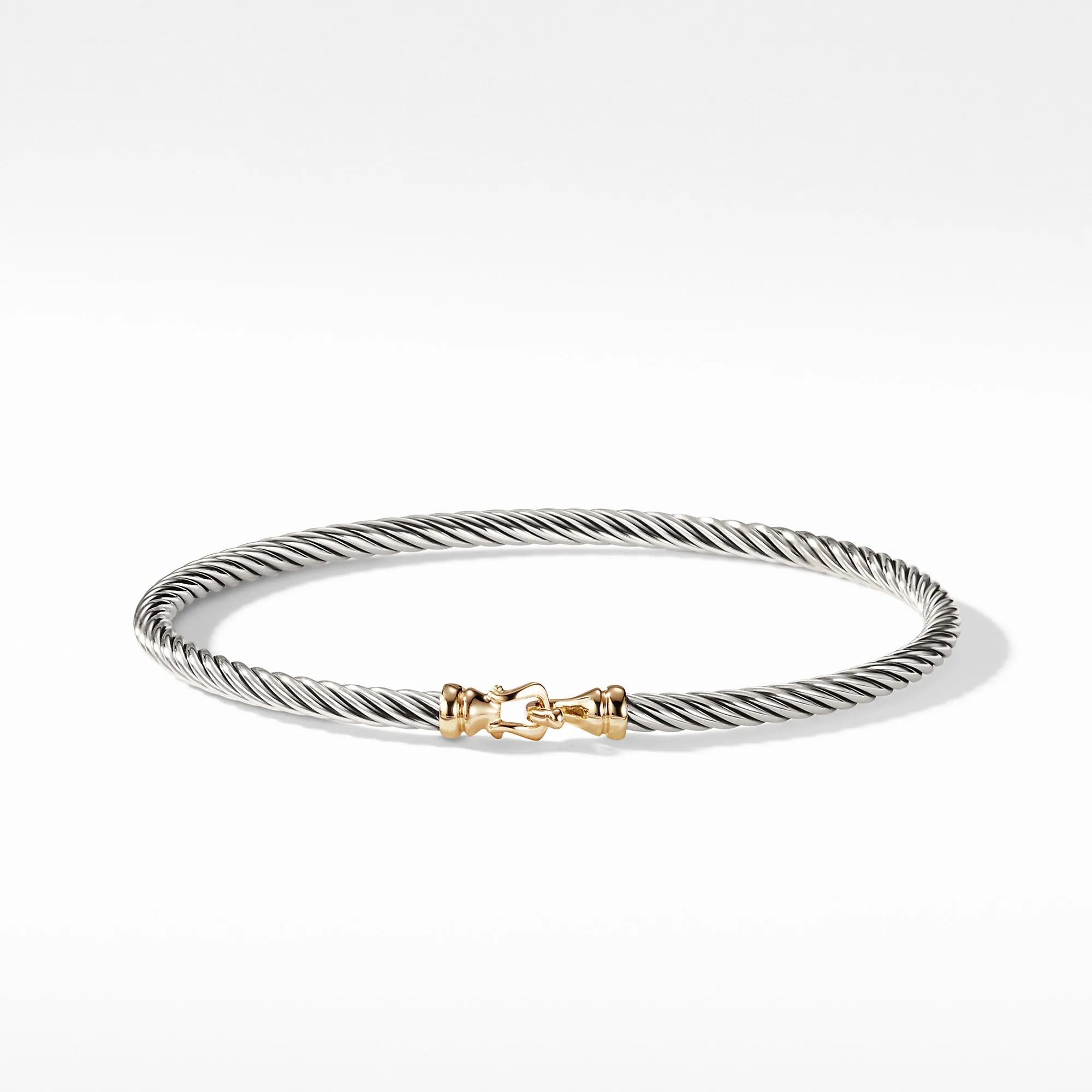 David Yurman Buckle Cable Bracelet with Gold Hook Clasp 3mm