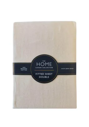 Deep Fitted Brushed Cotton Sheet - Sand