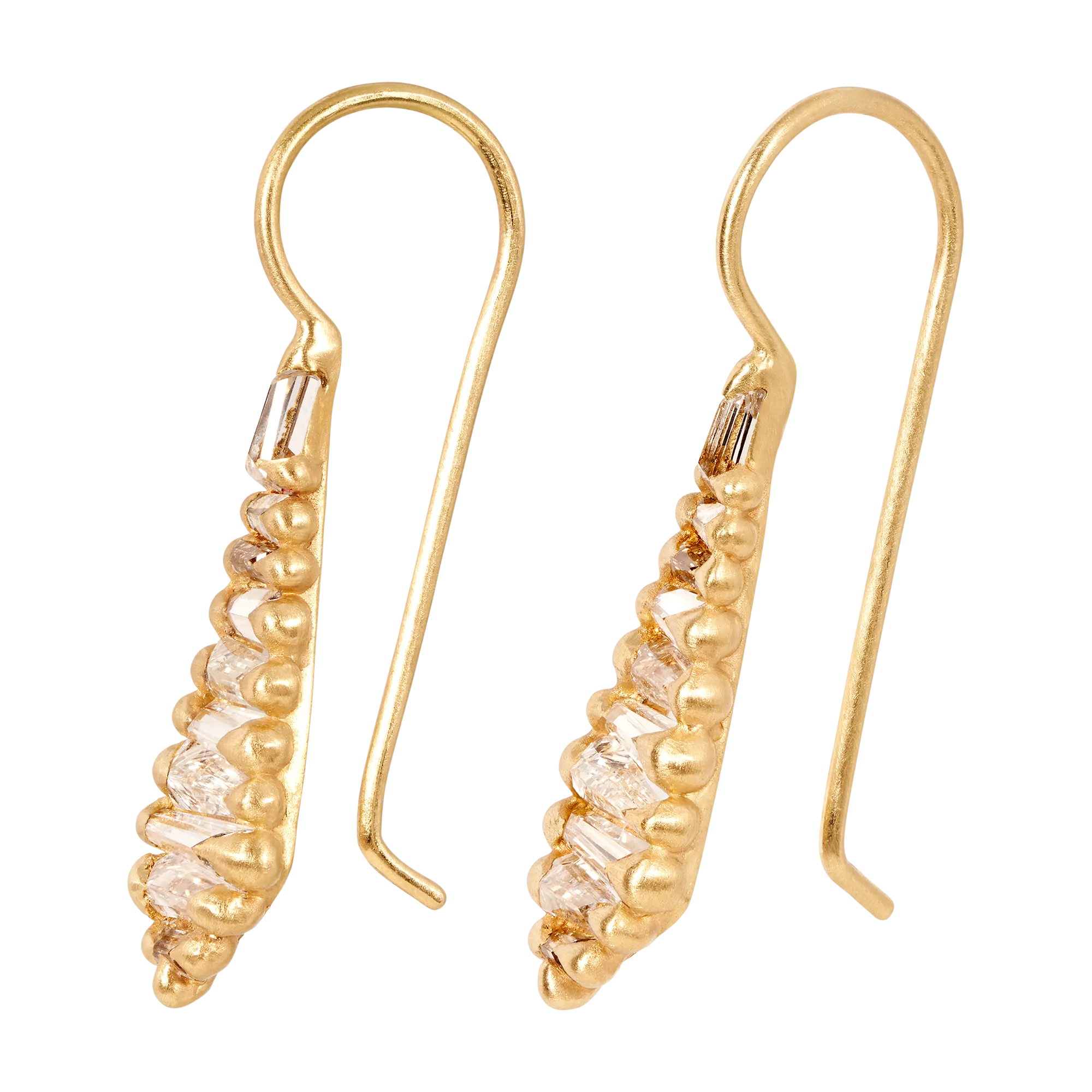 Diamond Baguette Shard Hook Earrings - 11434