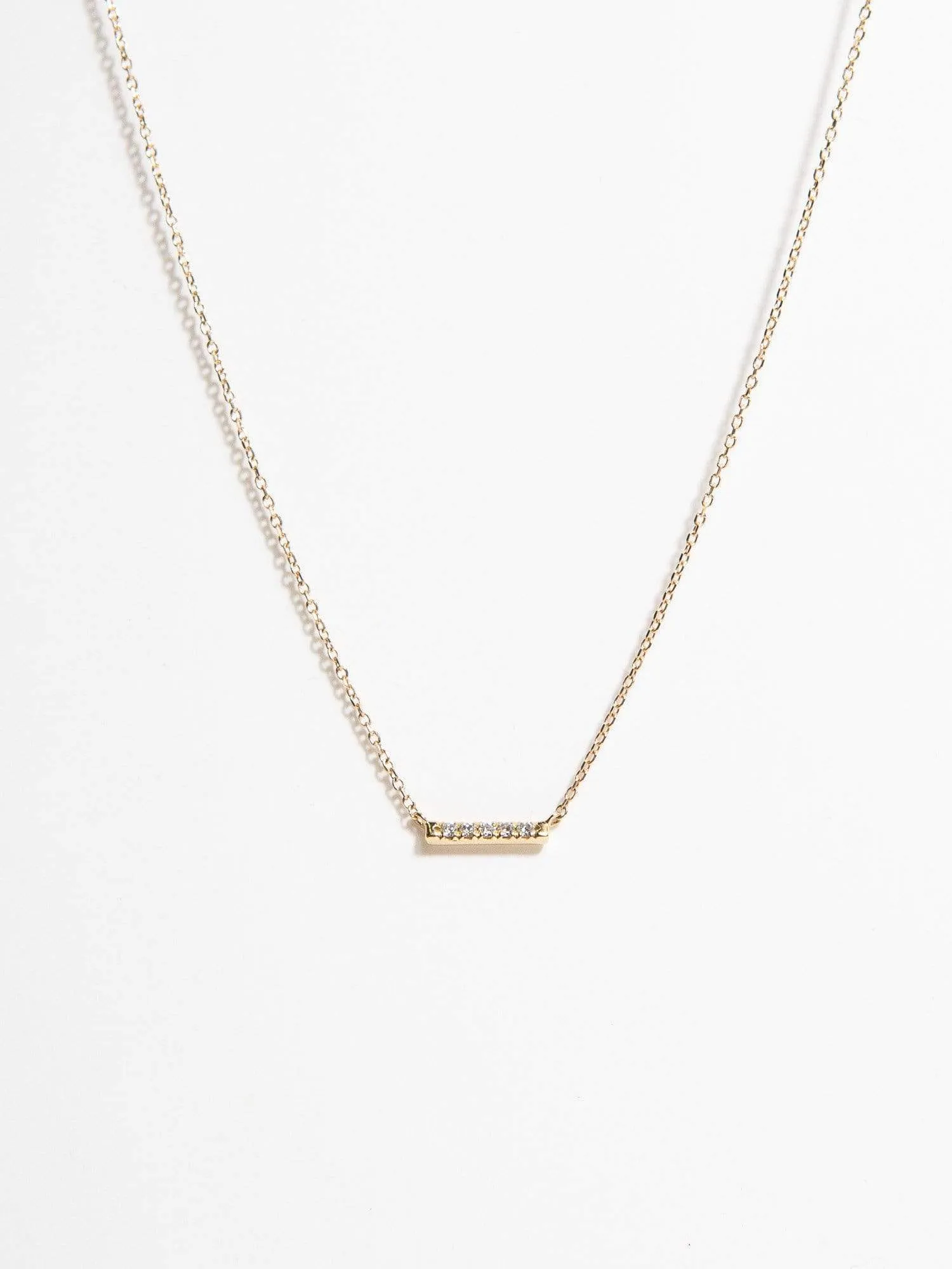 Diamond Bar Necklace, 14k Gold