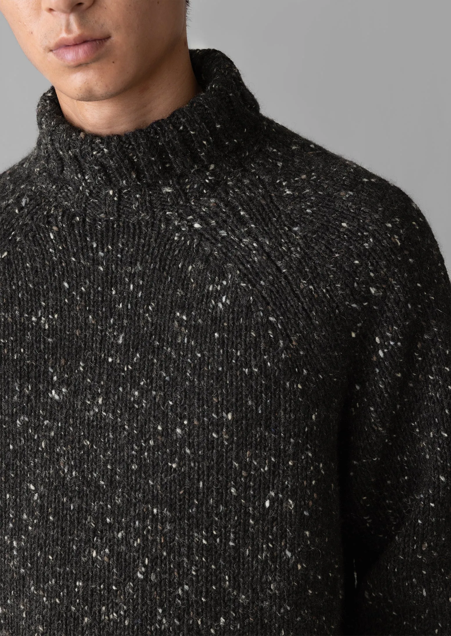 Donegal Roll Neck Sweater | Black Marl