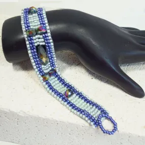 Edvina  Blue Loom Woven Seed Bead Bracelet