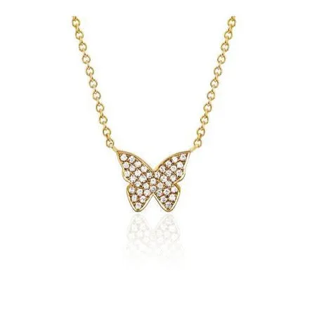 EF Collection - Diamond Butterfly Necklace, Yellow Gold