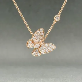 Estate 14K R Gold 0.67ctw G/SI1-I1 Diamond Butterfly Necklace