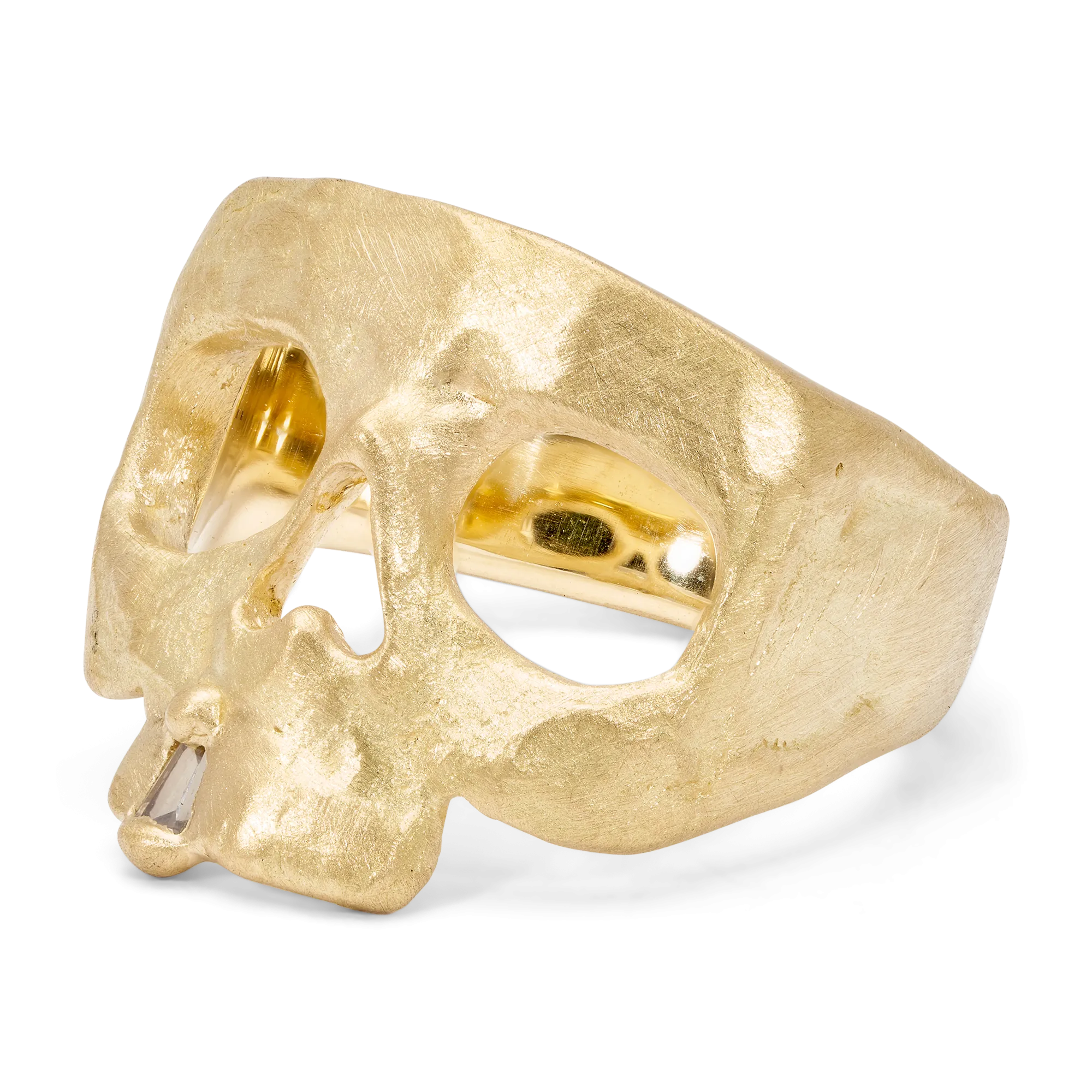 Extra Small Diamond Snaggletooth Skull Ring - Size 3 - 11084