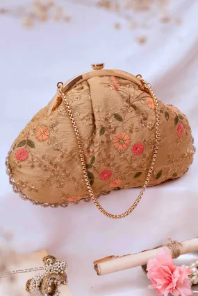 Floral creeper vintage purse - Gold