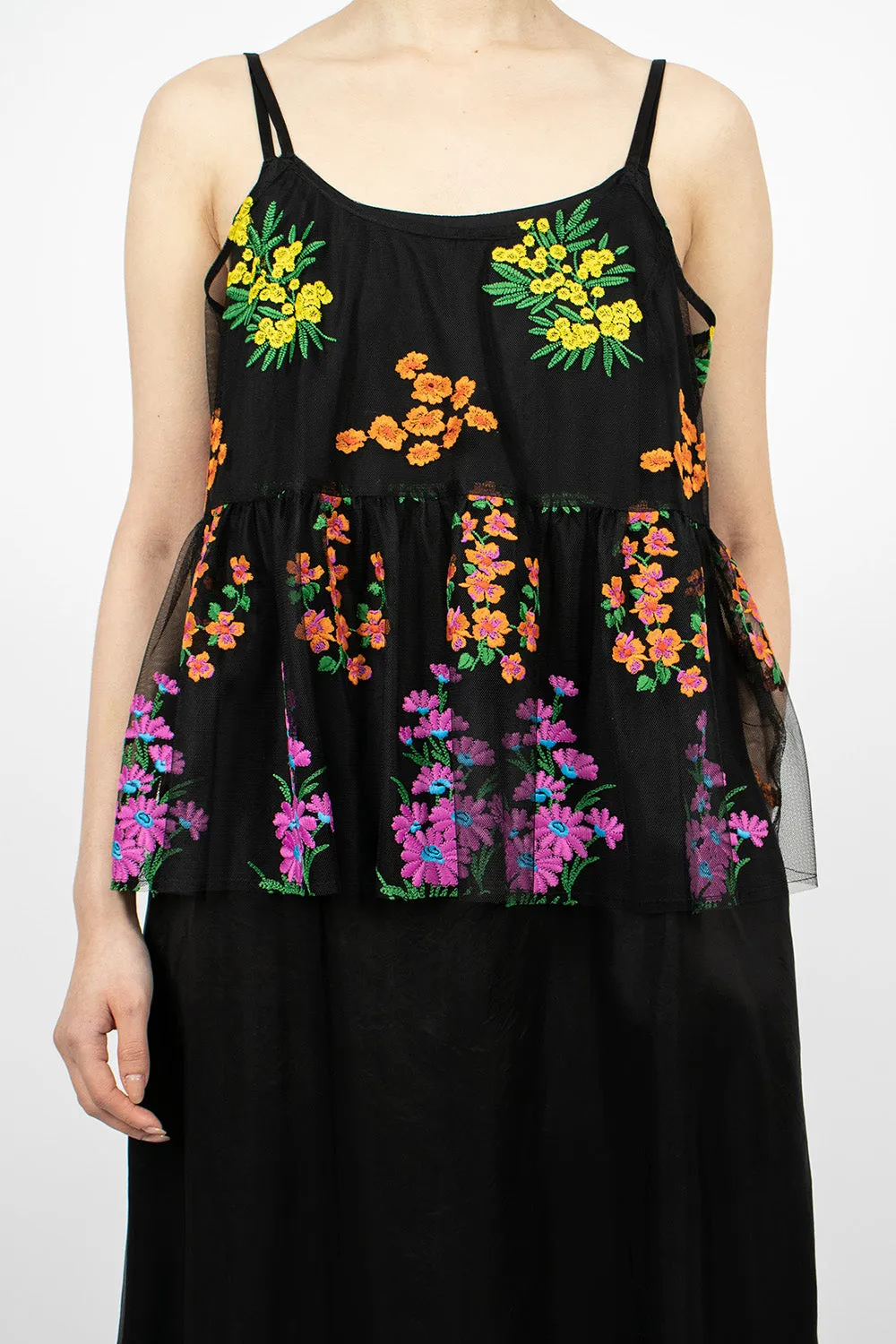 Floral Overlay Dress Black