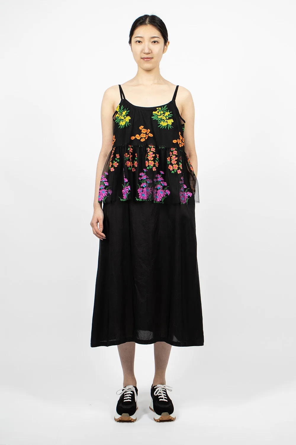 Floral Overlay Dress Black