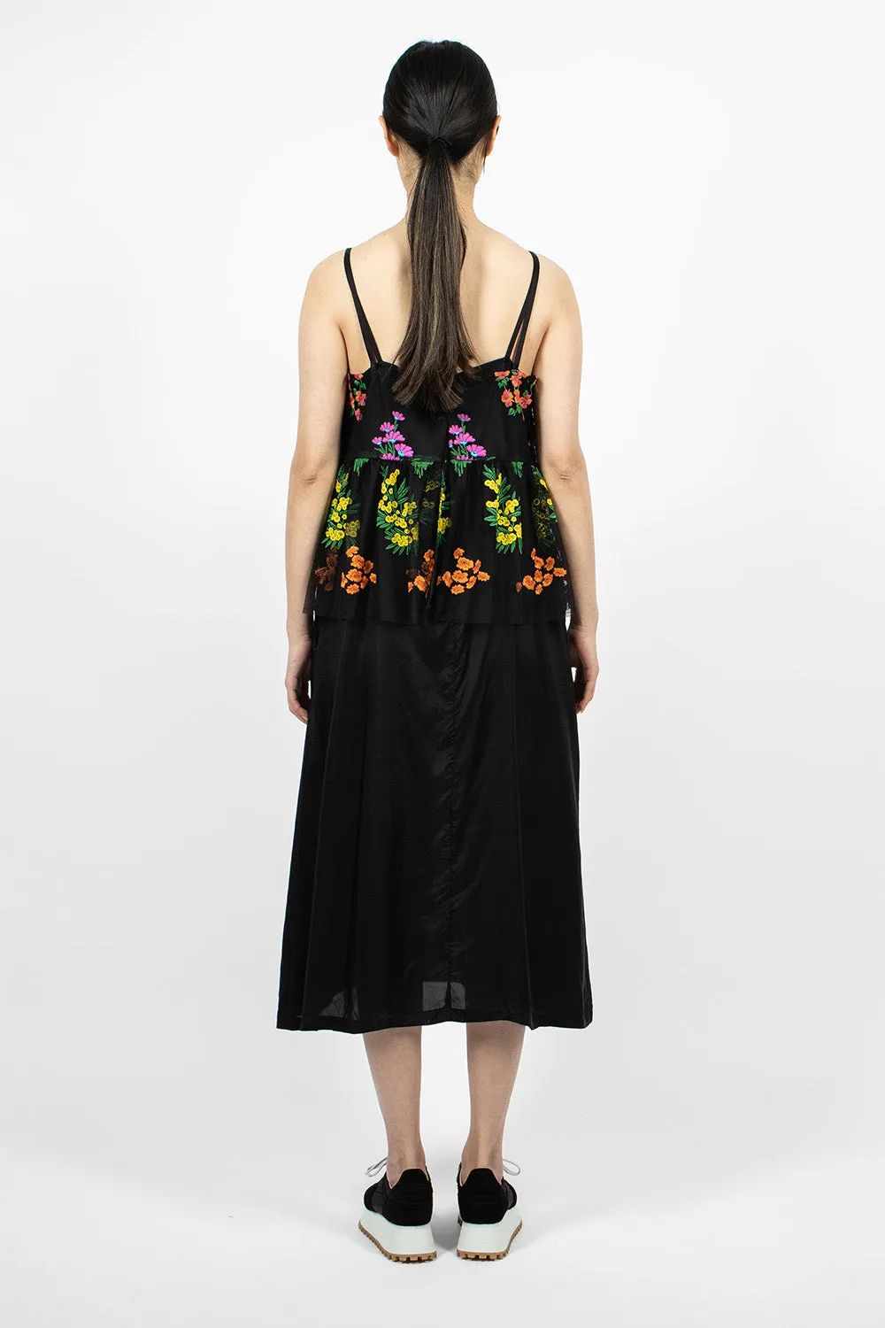 Floral Overlay Dress Black