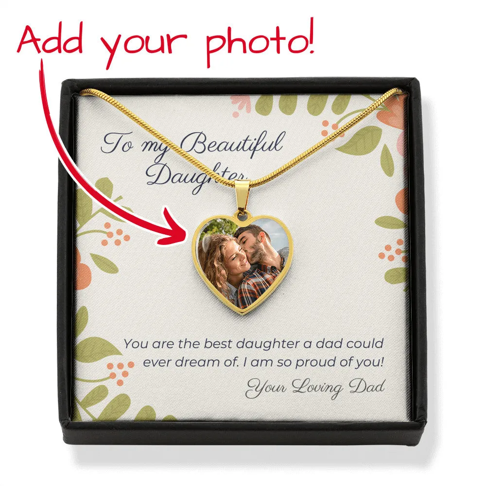 From Your Loving Dad Custom Photo Heart Necklace