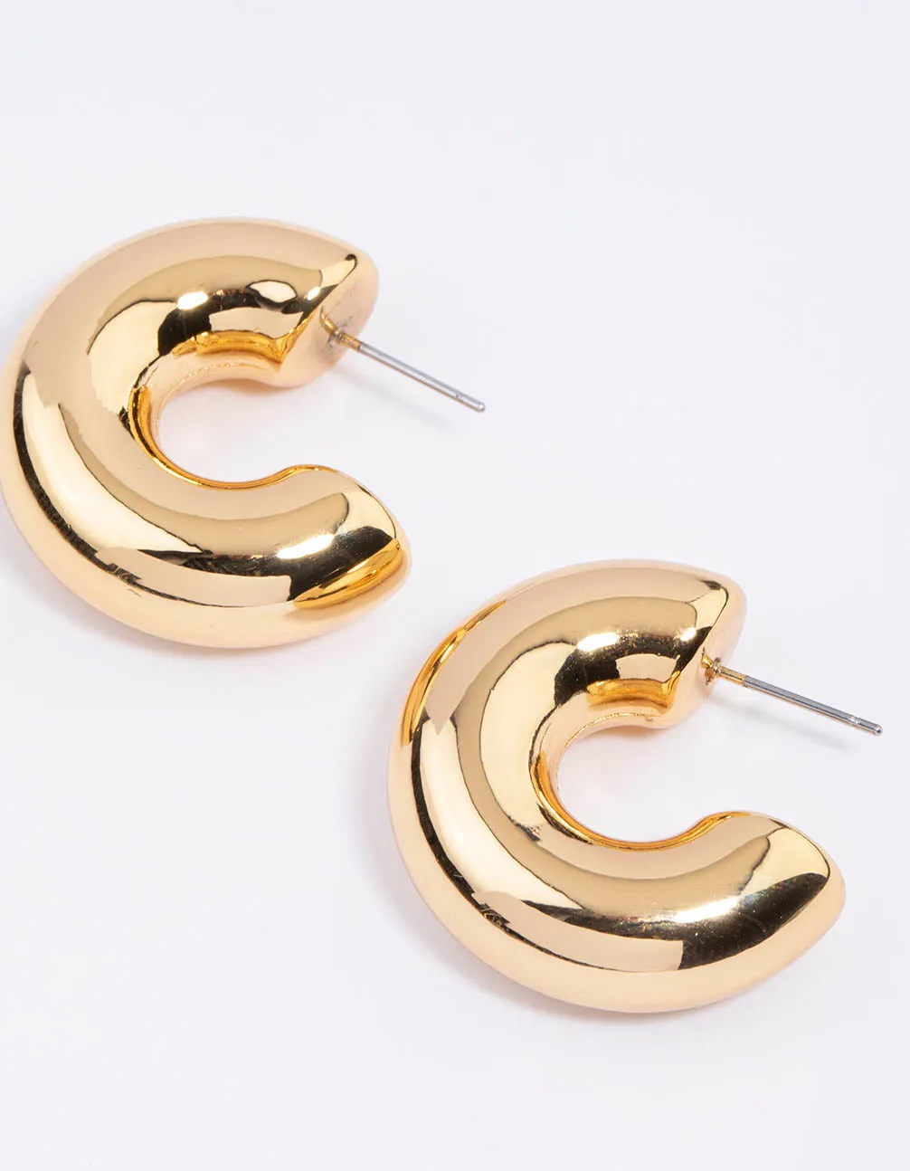 Gold Plated Inflated Classic Hoop Earrings