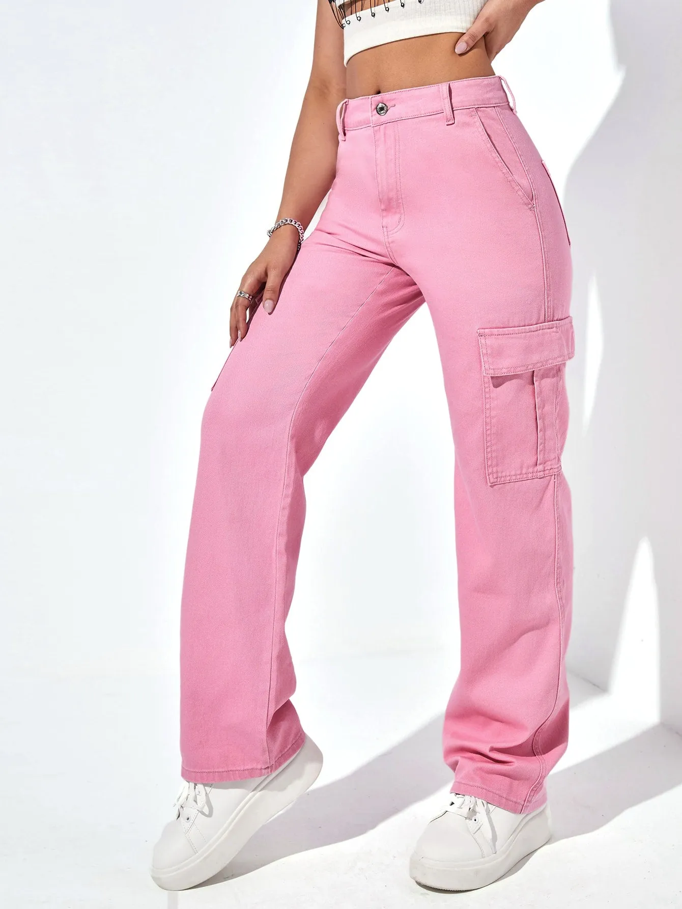 High Waist Cargo Jeans