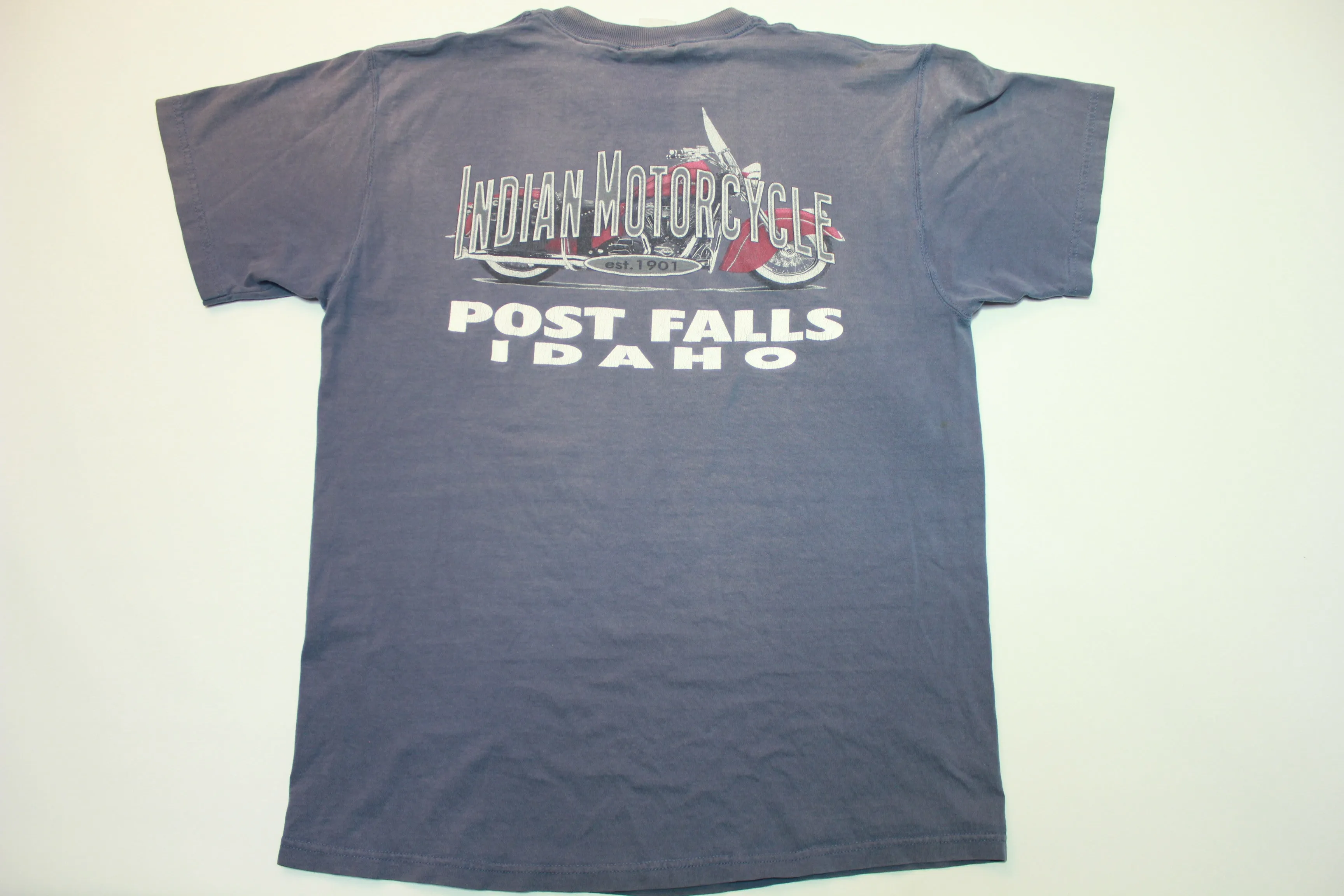 Indian Motorcycles Post Falls Idaho Vintage 90's Biker Est. 1901 T-Shirt