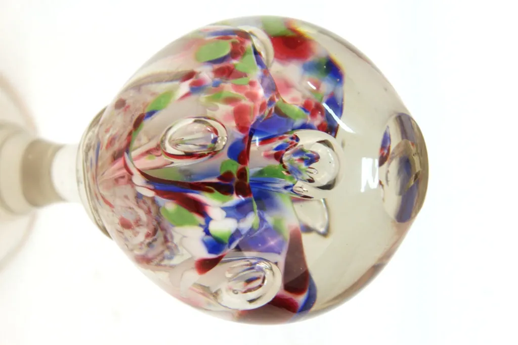 Italian Midcentury Murano Floral Glass Sphere on Glass Stand