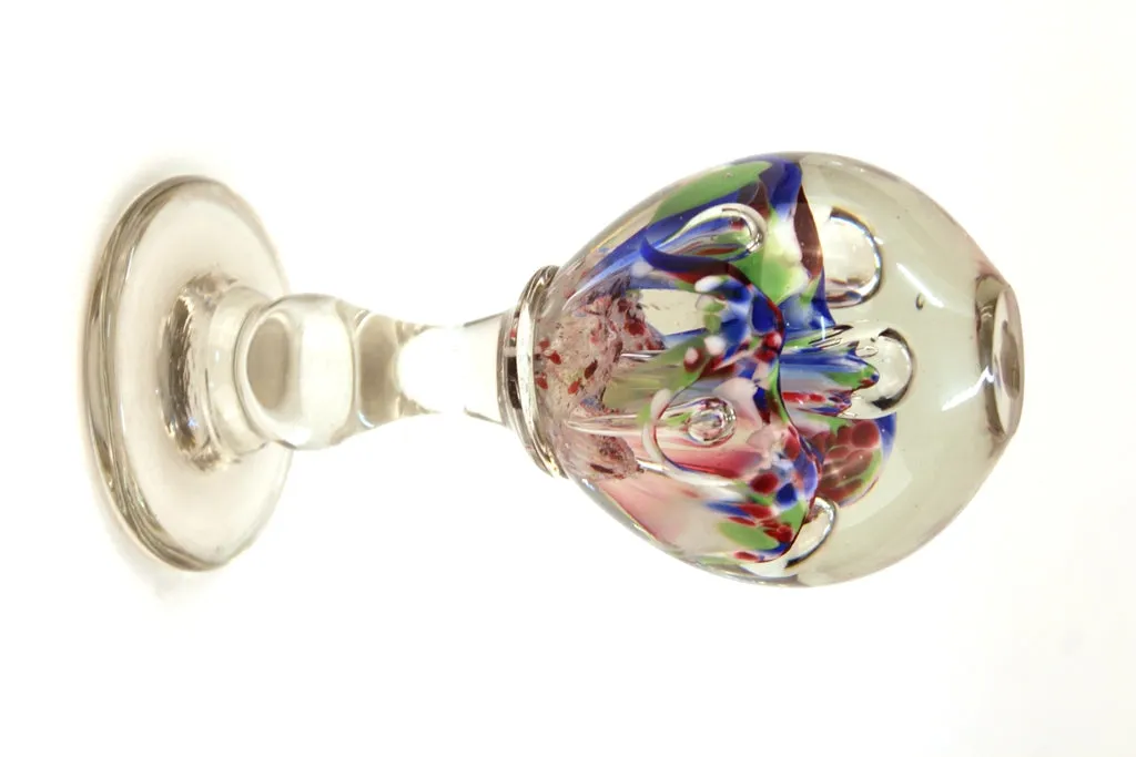 Italian Midcentury Murano Floral Glass Sphere on Glass Stand