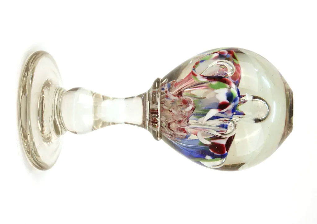 Italian Midcentury Murano Floral Glass Sphere on Glass Stand