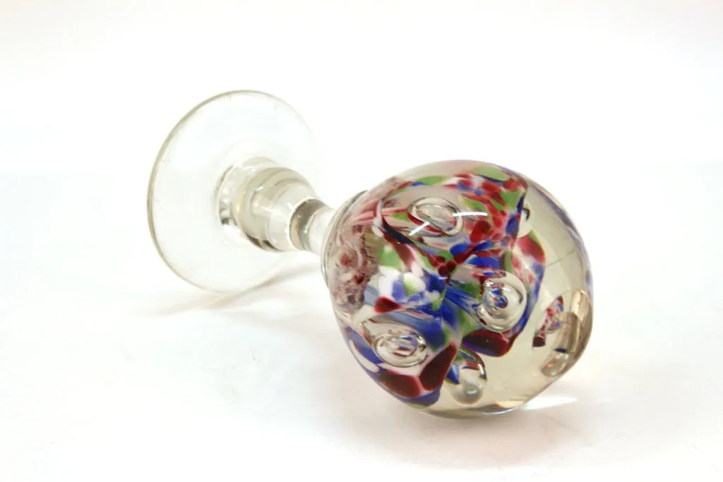 Italian Midcentury Murano Floral Glass Sphere on Glass Stand