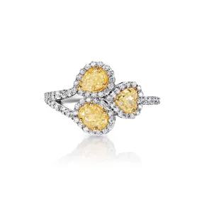 Kalani 2 Carat Yellow Combine Mix Shape Diamond Engagement Ring in 14k White Gold By Mike Nekta